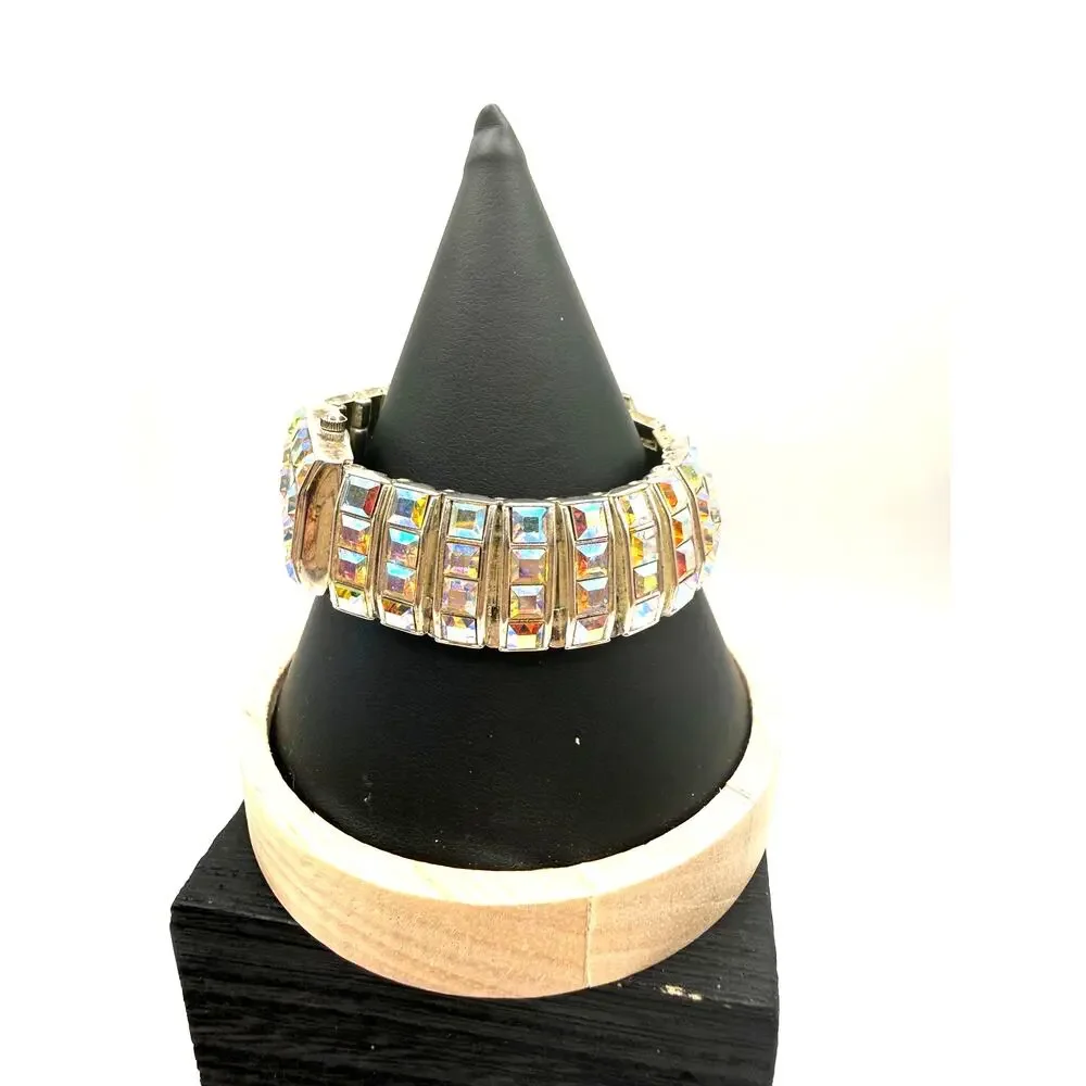 Geneva Aurora Borealis Rhinestone Encrusted Rectangular Ladies Watch
